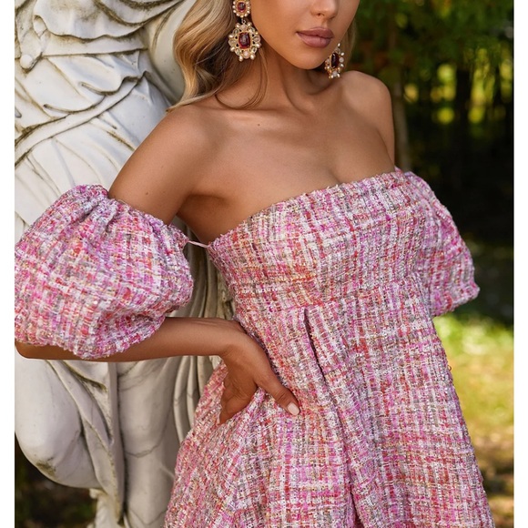 alamour the label mini pink tweed dress - Picture 3 of 5